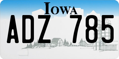 IA license plate ADZ785