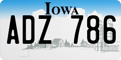 IA license plate ADZ786