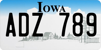 IA license plate ADZ789