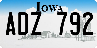 IA license plate ADZ792