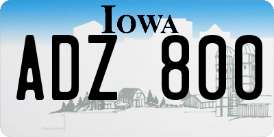 IA license plate ADZ800