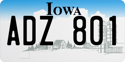 IA license plate ADZ801