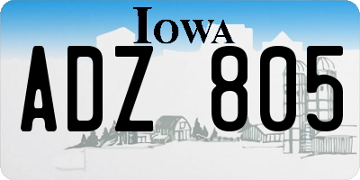 IA license plate ADZ805