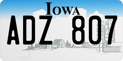 IA license plate ADZ807