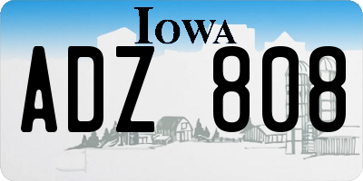 IA license plate ADZ808