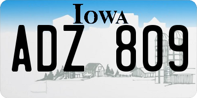 IA license plate ADZ809