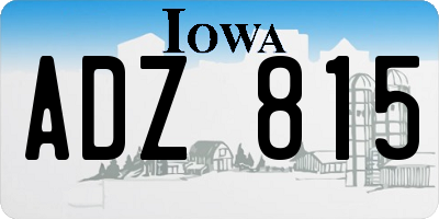 IA license plate ADZ815