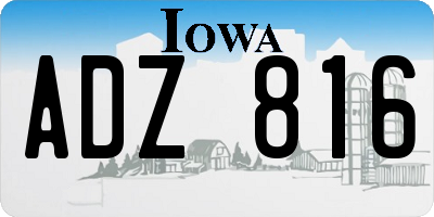 IA license plate ADZ816