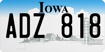 IA license plate ADZ818