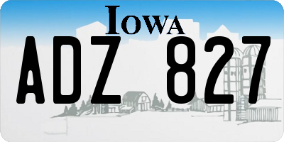 IA license plate ADZ827