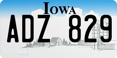 IA license plate ADZ829