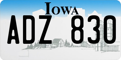 IA license plate ADZ830