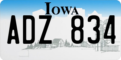 IA license plate ADZ834
