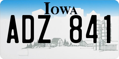 IA license plate ADZ841