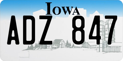IA license plate ADZ847