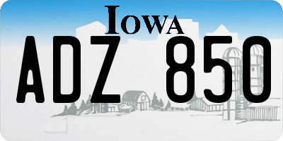 IA license plate ADZ850