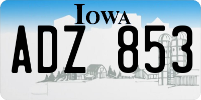 IA license plate ADZ853