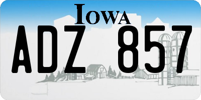 IA license plate ADZ857