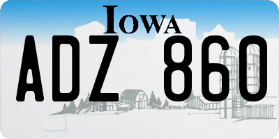 IA license plate ADZ860