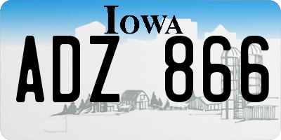 IA license plate ADZ866