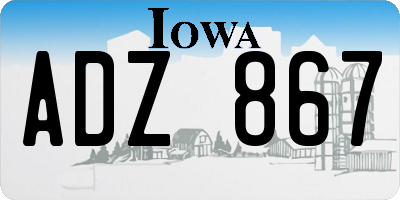 IA license plate ADZ867