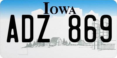 IA license plate ADZ869