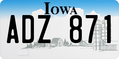 IA license plate ADZ871