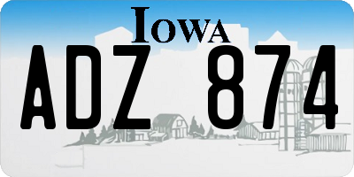 IA license plate ADZ874