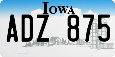 IA license plate ADZ875