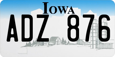 IA license plate ADZ876