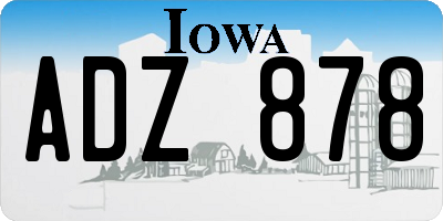 IA license plate ADZ878
