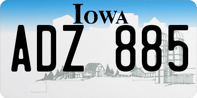 IA license plate ADZ885