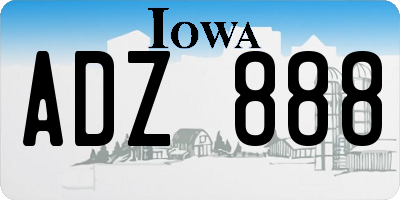 IA license plate ADZ888