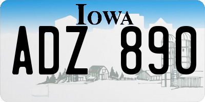 IA license plate ADZ890