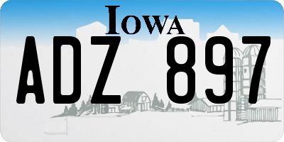 IA license plate ADZ897