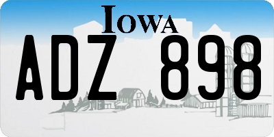 IA license plate ADZ898