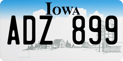 IA license plate ADZ899