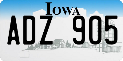 IA license plate ADZ905