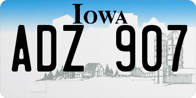 IA license plate ADZ907