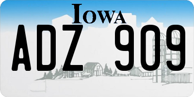IA license plate ADZ909