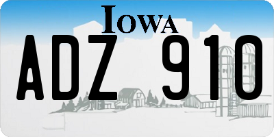 IA license plate ADZ910