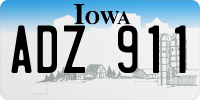 IA license plate ADZ911