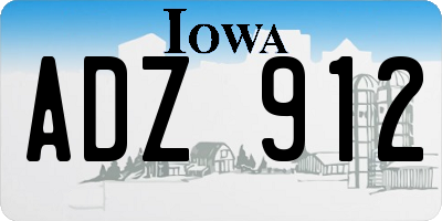 IA license plate ADZ912