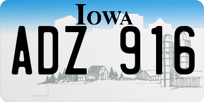 IA license plate ADZ916