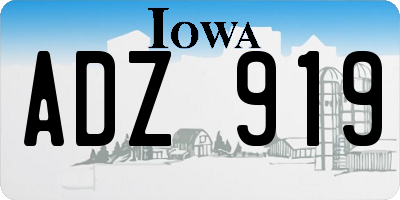 IA license plate ADZ919