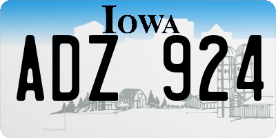 IA license plate ADZ924