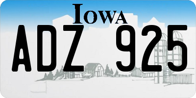 IA license plate ADZ925