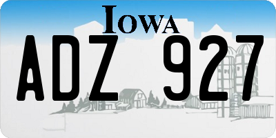 IA license plate ADZ927