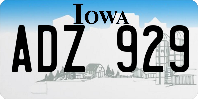 IA license plate ADZ929