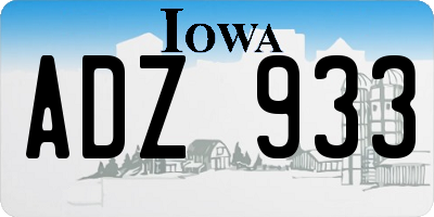 IA license plate ADZ933